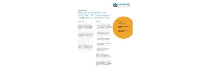 Measuring Cell Proliferation Using CyQUANT Cell Proliferation Assay With SpectraMax Microplate Reader