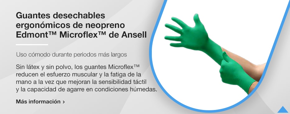 Guantes desechables ergonómicos de neopreno Edmont™ Microflex™ de Ansell